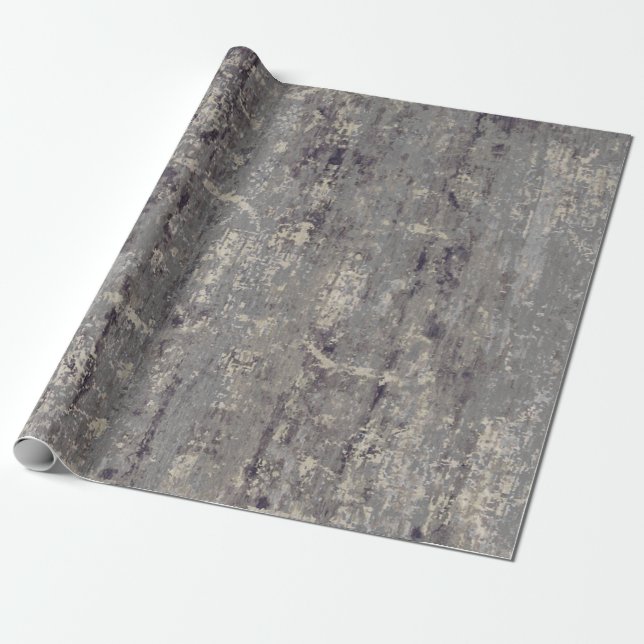 Vintage Distressed Abstract Antique Beige Gray Wrapping Paper (Unrolled)