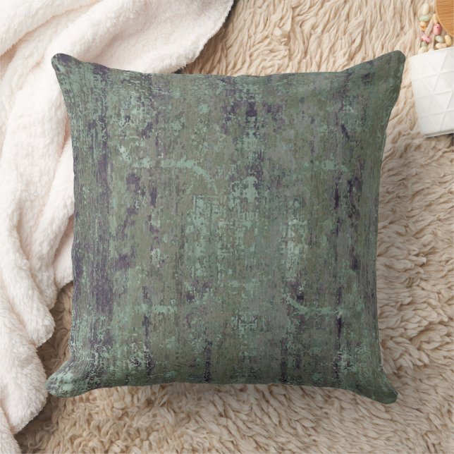 Vintage Distressed Abstract Antique Sage Green Cushion (Blanket)