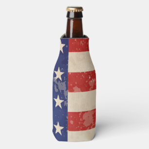 Vintage Distressed American Flag Bottle Cooler