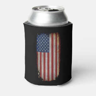 Vintage Distressed American Flag Can Cooler