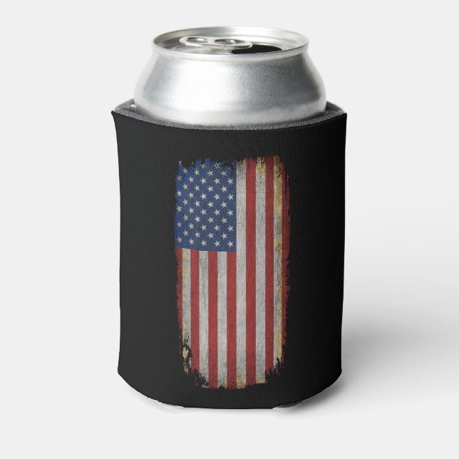 Vintage Distressed American Flag Can Cooler (Can Back)
