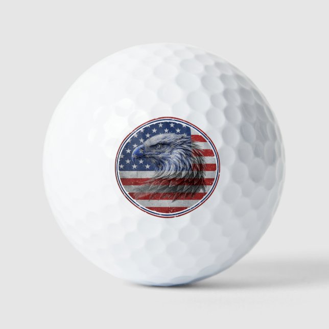 Vintage Distressed American Flag Eagle  Golf Balls (Front)