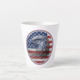 Vintage Distressed American Flag Eagle Latte Mug