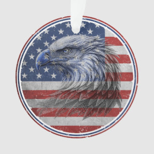 Vintage Distressed American Flag Eagle Ornament