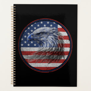 Vintage Distressed American Flag Eagle Planner