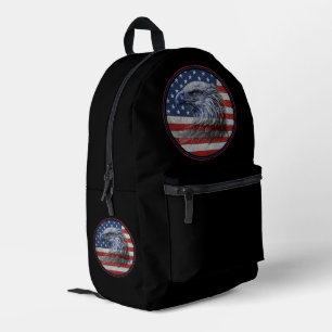 Vintage Distressed American Flag Eagle Printed Backpack