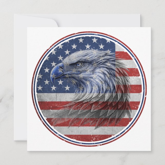 Vintage Distressed American Flag Eagle  Save The Date (Front)