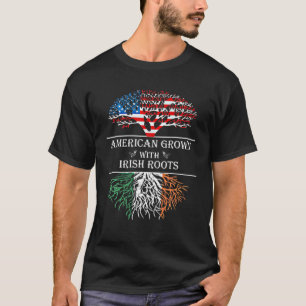 Vintage Distressed American Flag Irish Roots In US T-Shirt