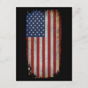 Vintage Distressed American Flag Postcard