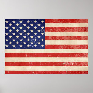 Vintage Distressed American Flag Poster