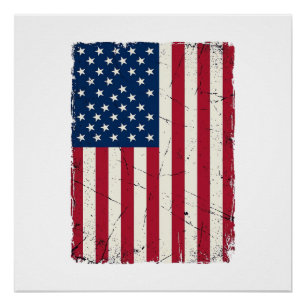 Vintage Distressed American Flag Vector Shirt Desi Poster