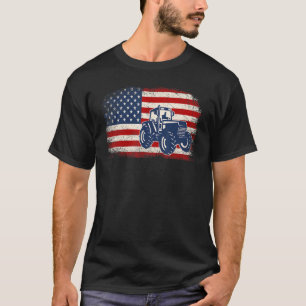 Vintage Distressed American US Flag Tractor Patrio T-Shirt