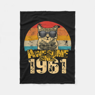 Vintage Distressed Awesome Since 1961 61 Years Old Fleece Blanket