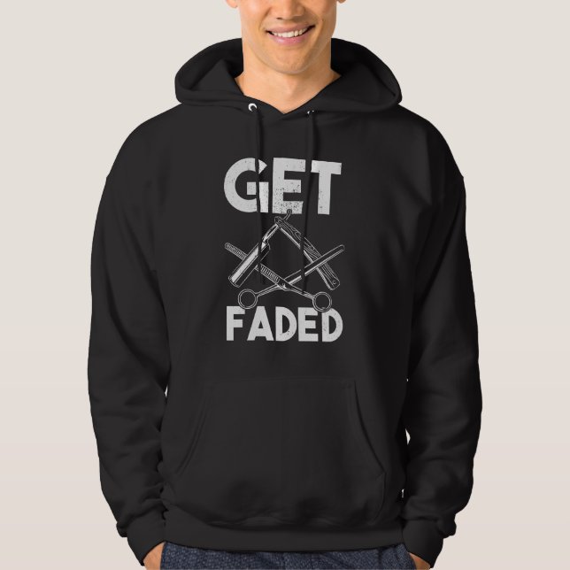 Vintage Distressed Barber Get Faded Clippers Hoodie (Front)