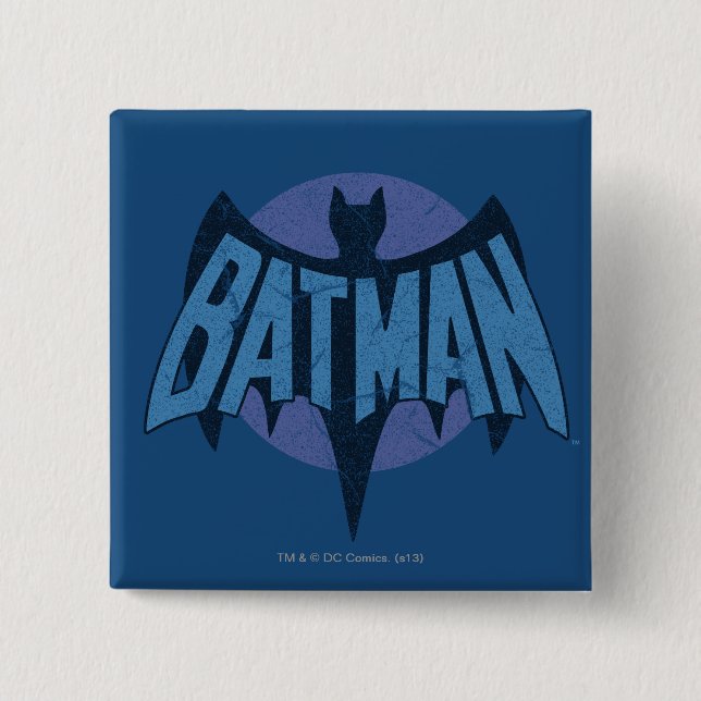 Vintage Distressed Bat Symbol 15 Cm Square Badge (Front)