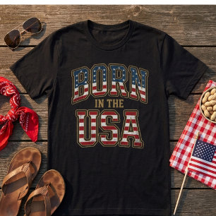 Vintage Distressed Born in the USA Patriotic  T-Shirt