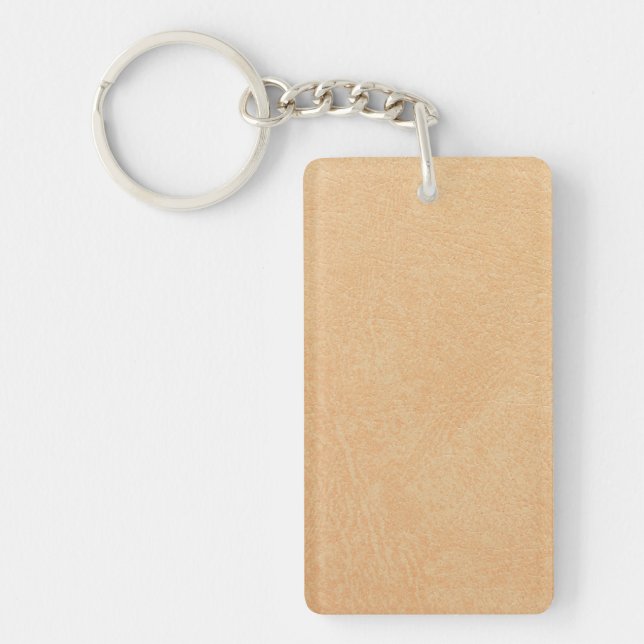 Vintage Distressed Cognac Leather Texture Key Ring (Front)