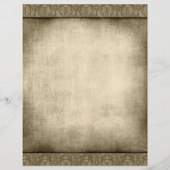 Vintage Distressed Damask Border Letterhead (Front)