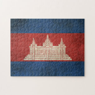 Vintage Distressed Flag of Cambodia Jigsaw Puzzle