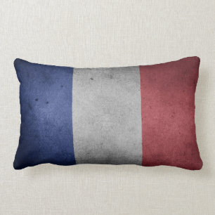Vintage Distressed Flag of France Lumbar Cushion