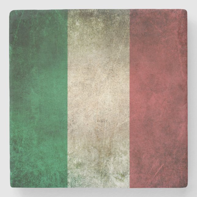 Vintage Distressed Flag of Italy Stone Coaster (Front)