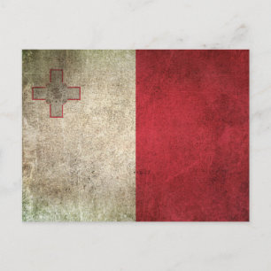 Vintage Distressed Flag of Malta Postcard