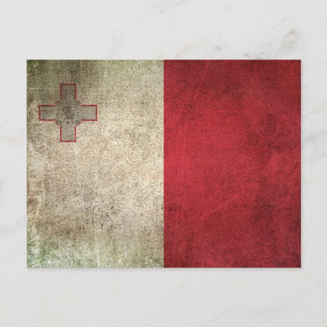 Vintage Distressed Flag of Malta Postcard (Front)