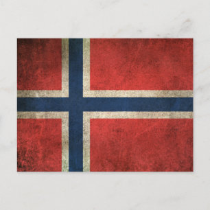 Vintage Distressed Flag of Norway Postcard