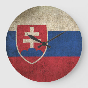 Vintage Distressed Flag of Slovakia Large Clock