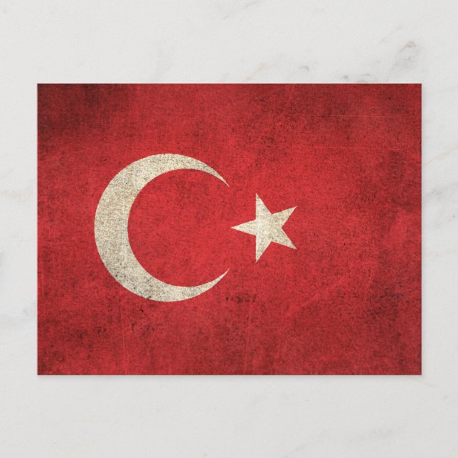 Vintage Distressed Flag of Turkey Postcard (Front)