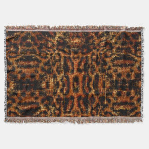 Vintage Distressed Grunge Leopard Animal Print Throw Blanket
