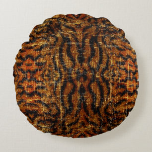 Vintage Distressed Grunge Tiger Animal Print Round Cushion