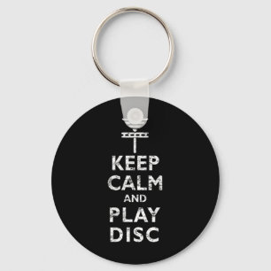 Vintage Distressed Keep Calm And Play Disc Golf Sk Key Ring