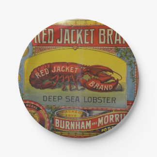 Vintage Distressed Lobster Advertising label Maine Paper Plate