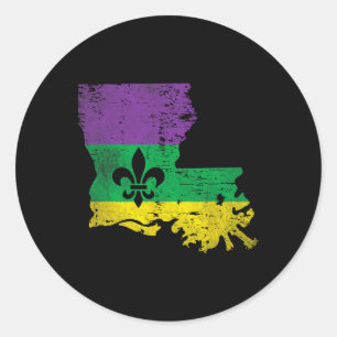 Vintage Distressed Louisiana Mardi Gras Carnival O Classic Round Sticker