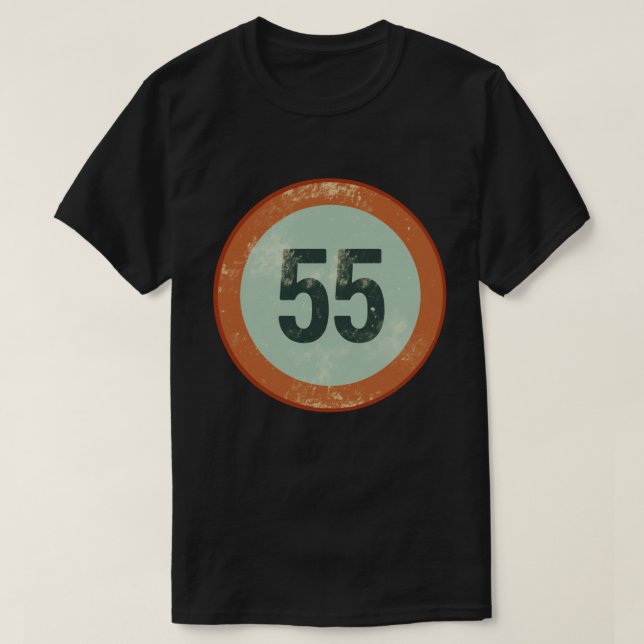 Vintage Distressed Number 55 T-Shirt (Design Front)