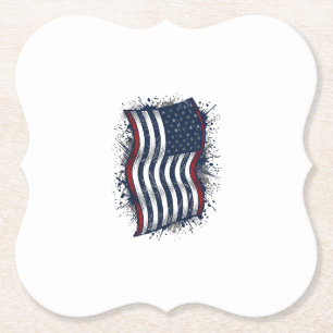Vintage Distressed Patriotic Flag Shirt Design_1 Paper Coaster