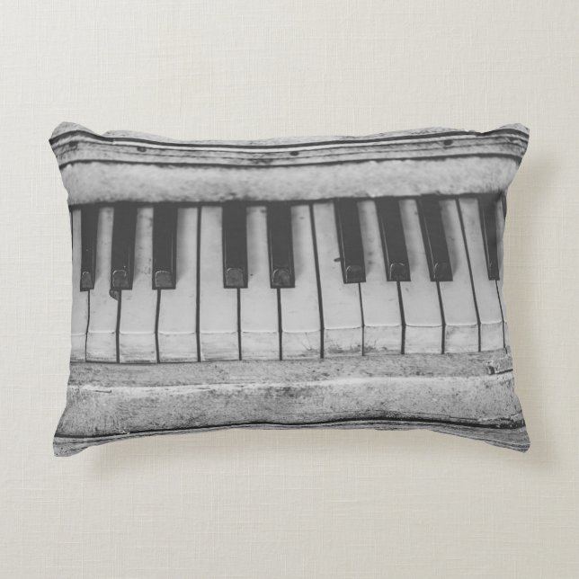 Vintage Distressed Piano Keyboard Pillow (Front)