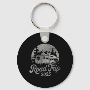Vintage Distressed Road Trip 2025 Rv Camping Tee Key Ring