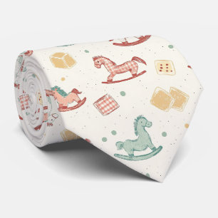 Vintage Distressed Rocking Horse Pattern (1) Tie