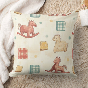 Vintage Distressed Rocking Horse Pattern (2) Cushion
