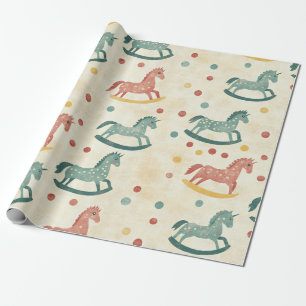 Vintage Distressed Rocking Horse Pattern (6) Wrapping Paper