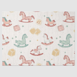 Vintage Distressed Rocking Horse Pattern Tissue Paper