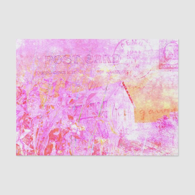 Vintage Distressed Script Purple Country Rustic Tissue Paper (Front)