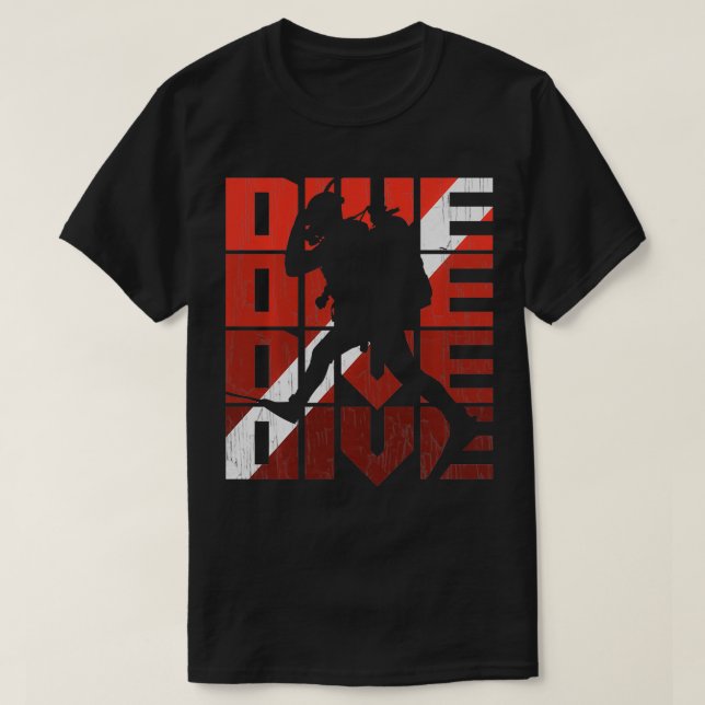 Vintage Distressed Scuba Diving Dive  T-Shirt (Design Front)