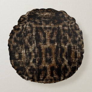 Vintage Distressed Snow Leopard Animal Print Round Cushion
