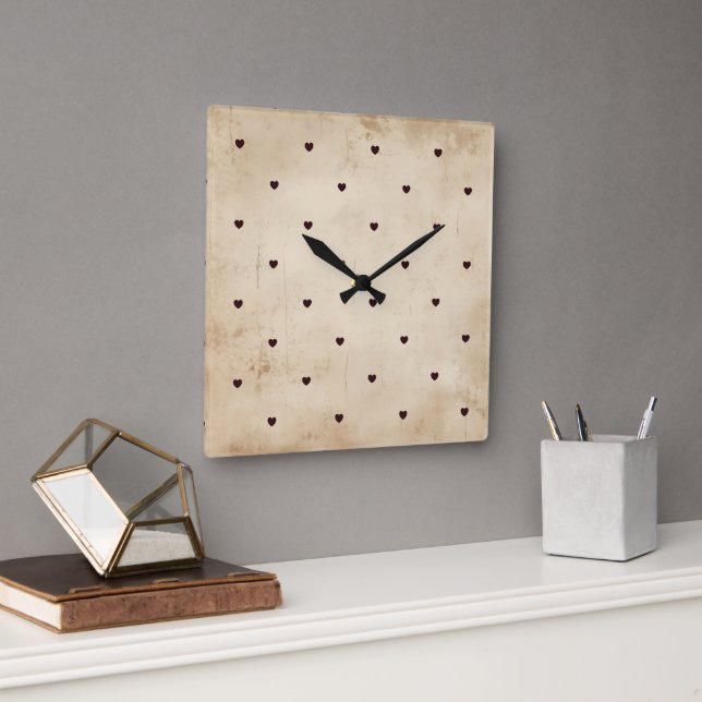 Vintage distressed square wall clock (Office)