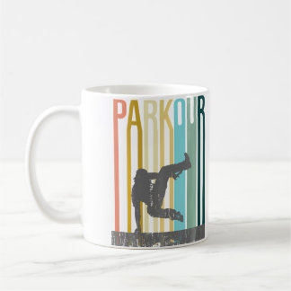 Vintage Distressed Style Parkour Silhouette Coffee Mug