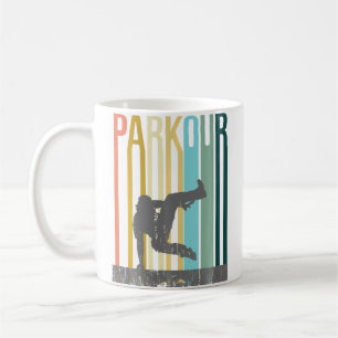 Vintage Distressed Style Parkour Silhouette Coffee Mug