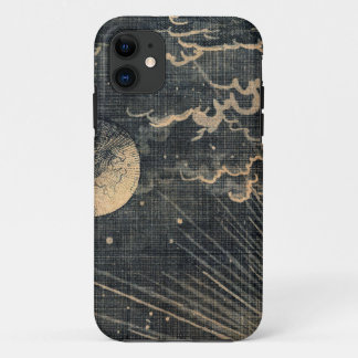 Vintage distressed sun eclipse moon night sky  iPhone 11 case